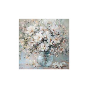 Flowers in a Vase Unframed Canvas Wall Art  16" X 16"